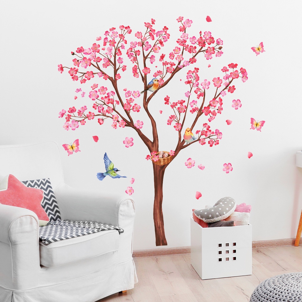 Jual STICKER HIAS DINDING BUNGA SAKURA AESTHETIC / WALLPAPER DINDING
