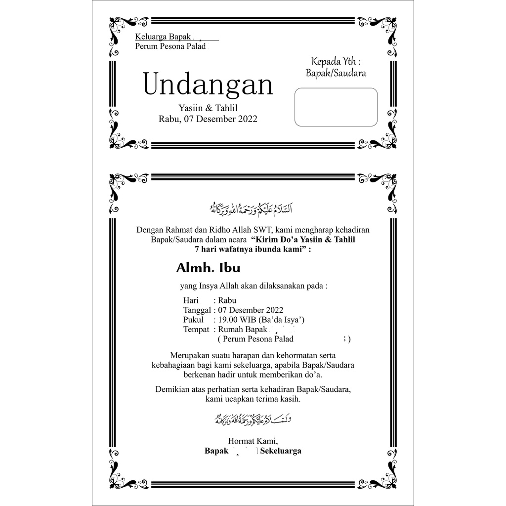 Jual Undangan tahlilan Yasinan Kertas HVS F4 FOLIO Shopee Indonesia