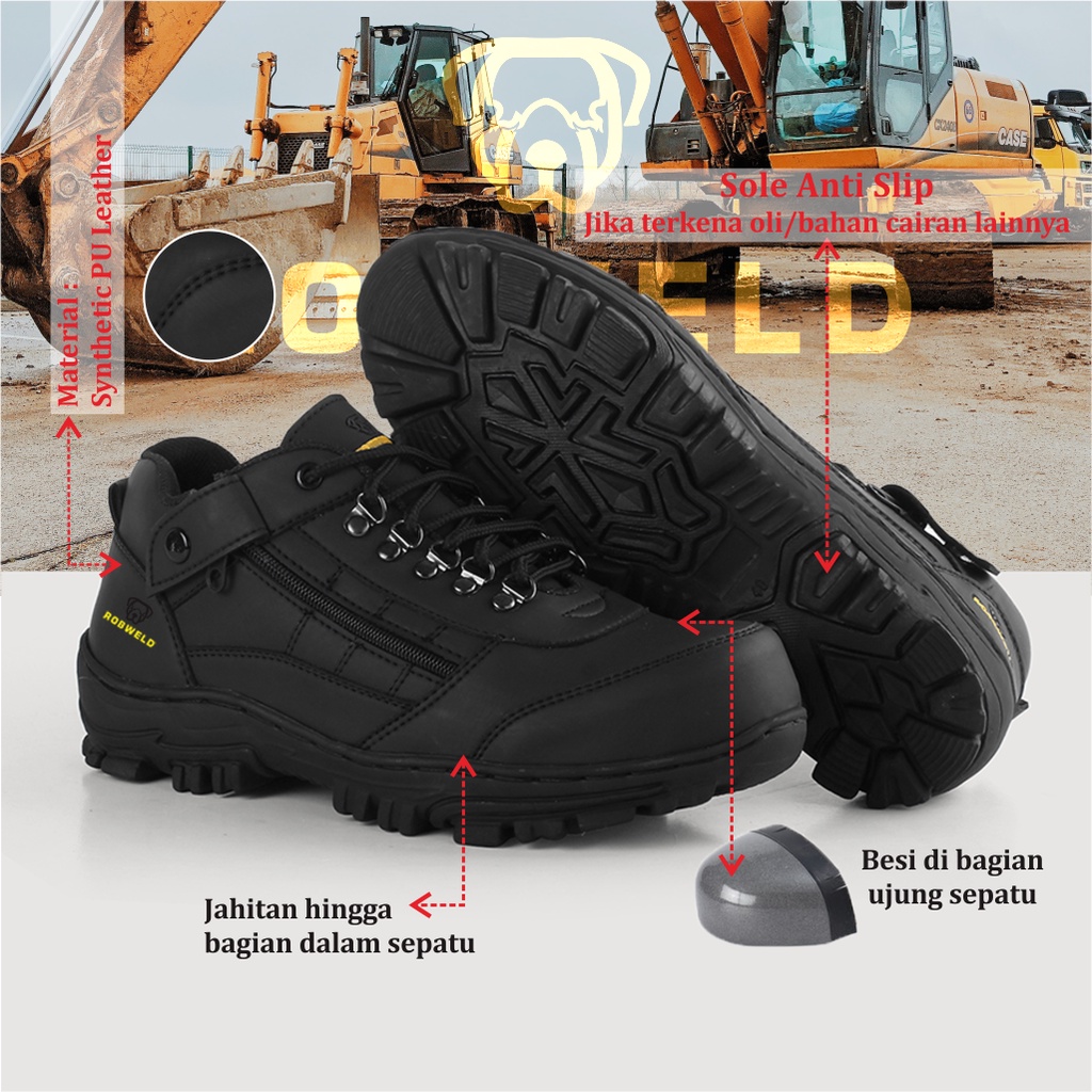 Jual Sepatu Safety Boot Pria Ujung Besi Outdoor Kerja Lapangan Sepatu