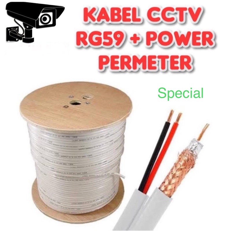 Jual KABEL CCTV COXIAL RG59+power plus power / kabel audio cctv plus ...