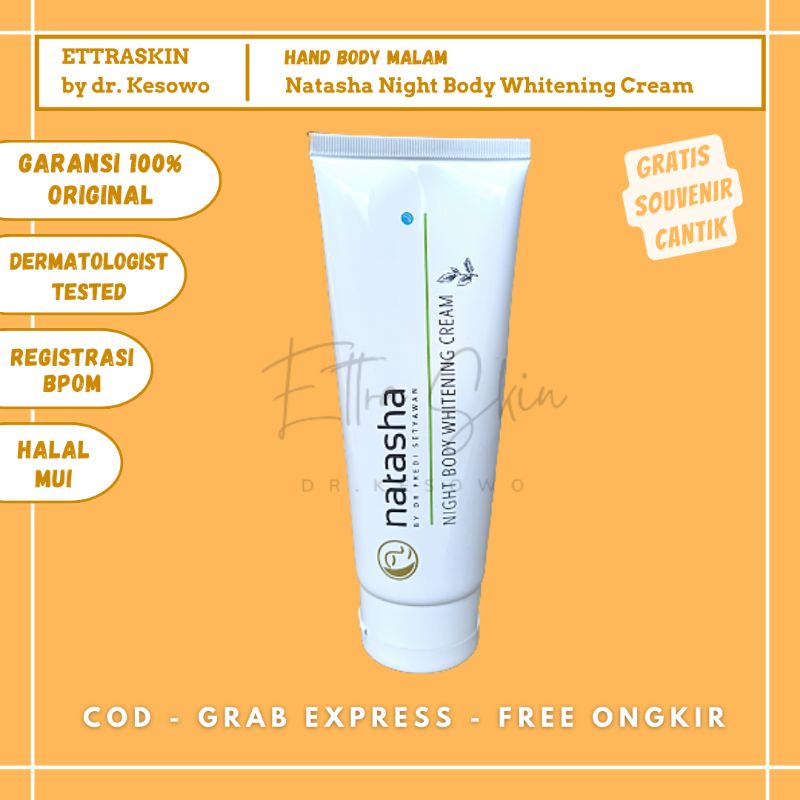 Natasha Skincare Night Body Whitening Cream Handbody Malam Ettra Skin by dr. Kesowo BADANMTUBE Moisturizer Moisturizing Pelembab Brightening