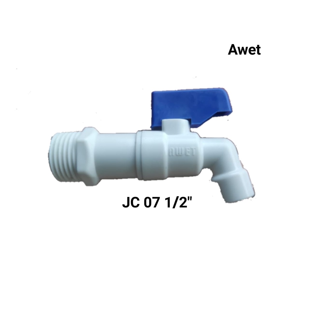 Jual Kran Tembok Plastik PVC AWET JC 07 1/2