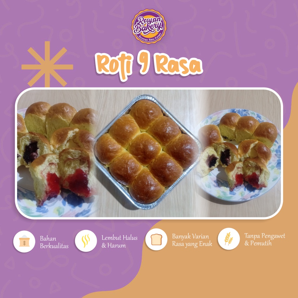 Jual Roti 9 Rasa Rosyan Bakery Berbagai Varian Isian Lembut Halus Enak ...