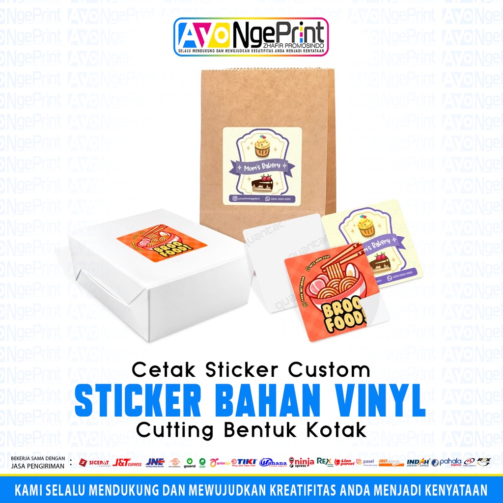 Jual Stiker Label Produk Kemasan Kotak Custom Sticker Vinyl Cutting