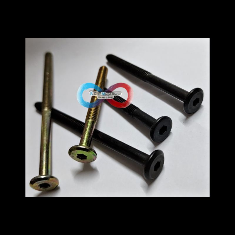 Jual Baut JCBC Hitam M6x70 /Baut Knockdown + Mur Guling/Palu Per 1 pcs ...