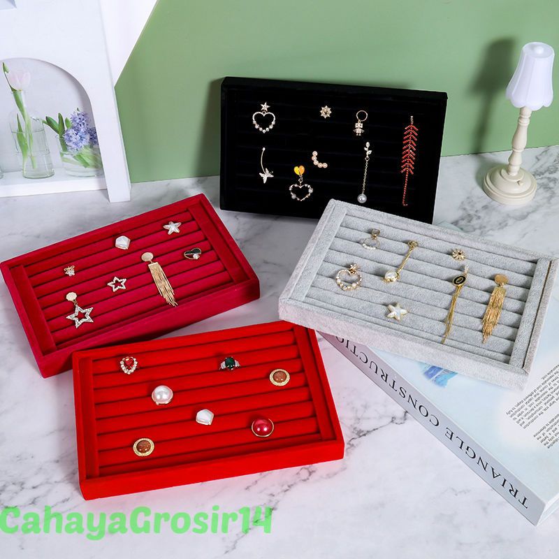 Jual COD ️Display Cincin /Nampan display Cincin Bahan Kain Bludru ...