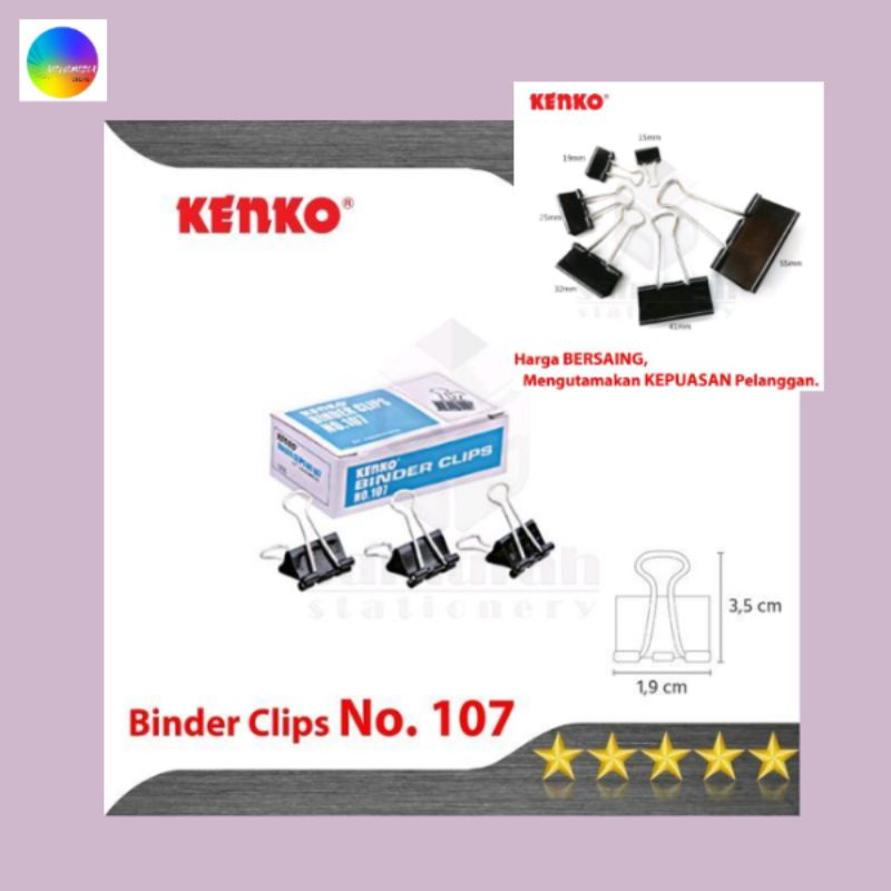 Jual Binder Clips No 107 Kenko / Klip Jepit Kertas Kecil(ORIGINAL