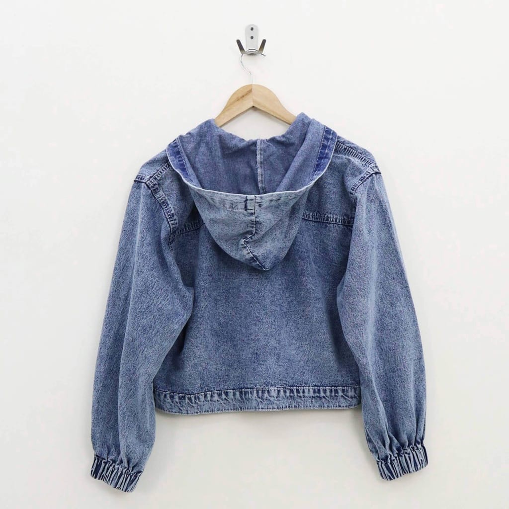 Jaket jeans hoodie wanita best sale