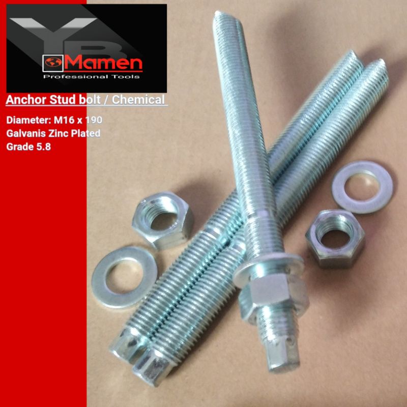 Jual Chemical anchor M16 / Anchor chemical stud bolt M16x190 Shopee