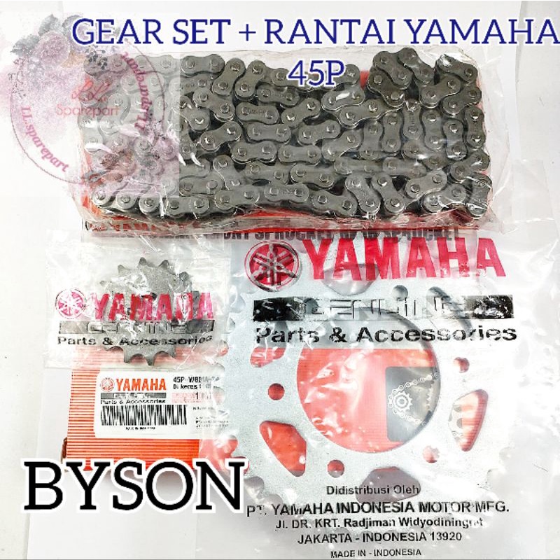 Jual GEAR SET + RANTAI YAMAHA 45P BYSON KUALITAS ASLI ORIGINAL YAMAHA
