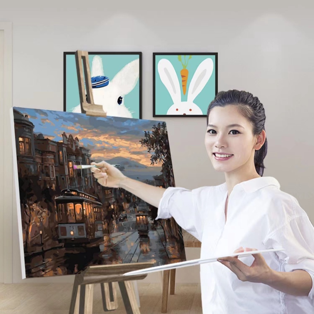 Jual DIY Painting Canvas Paint By Number kit Lukisan 40x50cm | Shopee ...