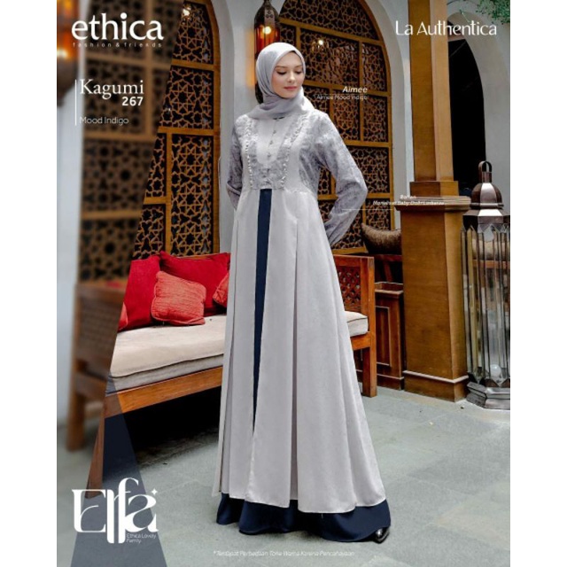 Jual Baju Muslim Ethica Kagumi 267 Mood Indigo Gamis Ethica Terbaru