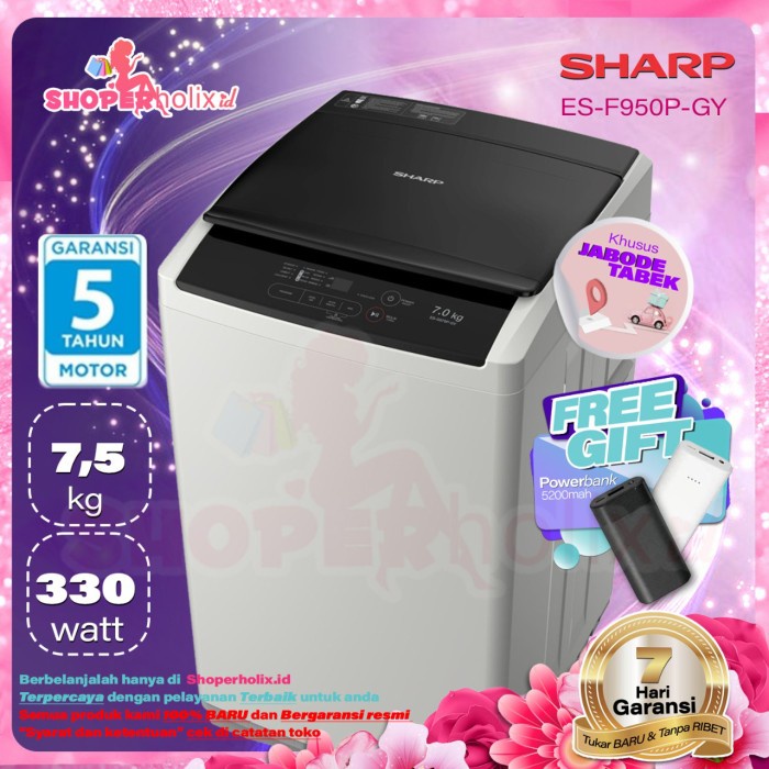 Jual MESIN CUCI SHARP 1 TABUNG ES-F950P-GY 7,5 KG ORIGINAL | Shopee ...