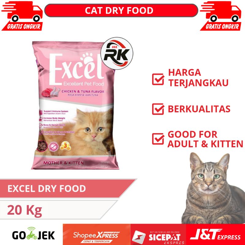 Jual EXCEL KITTEN 20KG Excel Cat Food Dry Food Makanan Kucing Kering ...