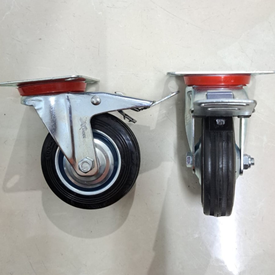 Jual Roda Karet Etalase 3 Inch Hidup Rem Swivel Brake Roda Trolley Shopee Indonesia 7780