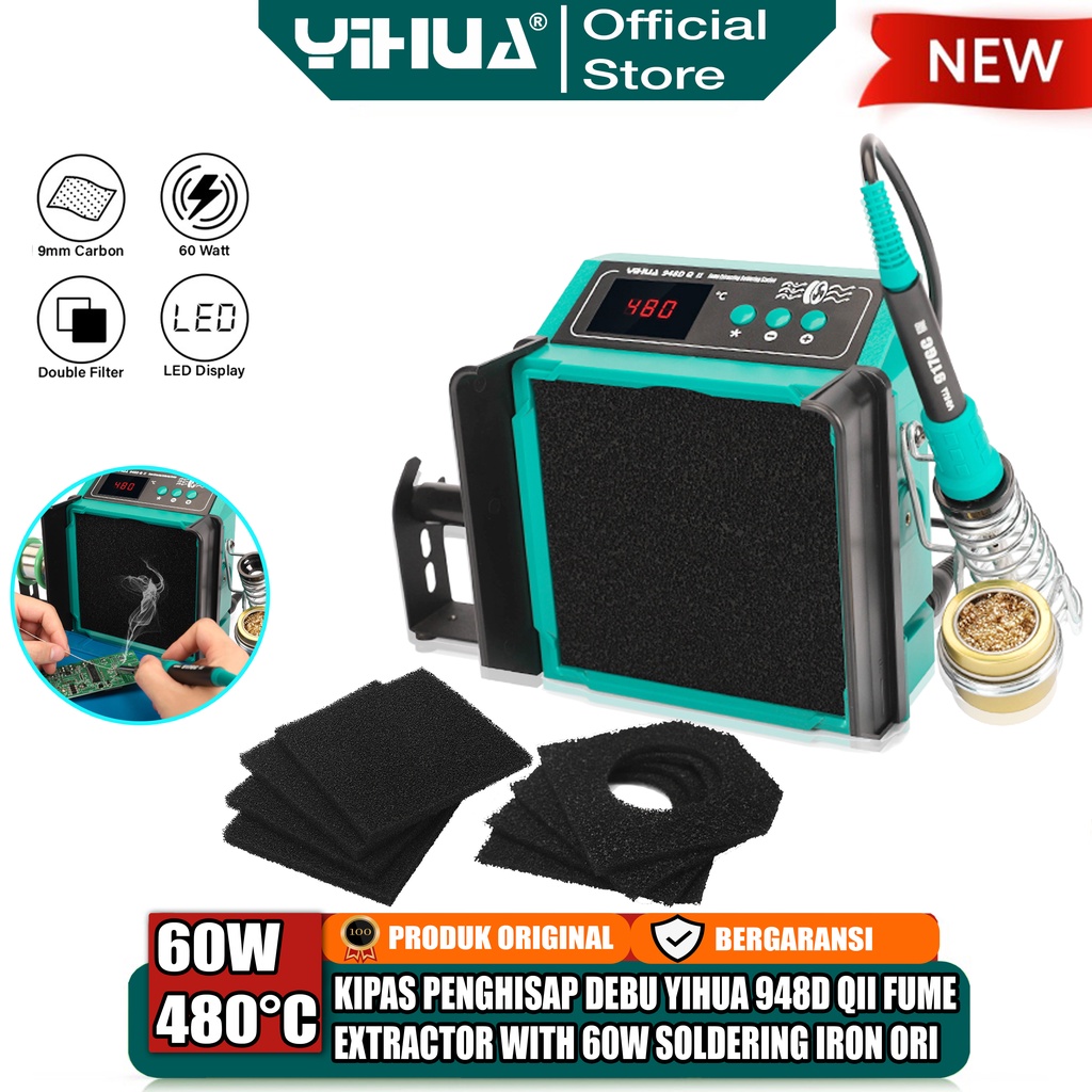 Jual Yihua 948D QII Kipas Penghisap Asap Debu Fume Extractor Solder 60W ...
