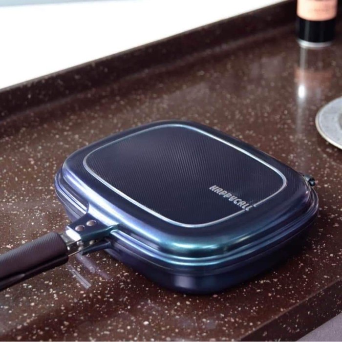 Jual Harga Gudang !! Happycall Titanium Jumbo Grill Double Pan Blue Shopee Indonesia
