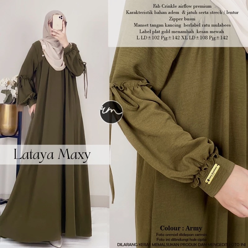 Ready Stok Lataya Maxy Gamis Crinkle Airflow