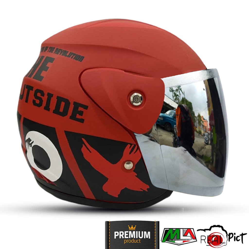 Jual Helm Half Face Dewasa Inovation Model Seperti Helm Gm Original Motif Out Side Kaca Silver