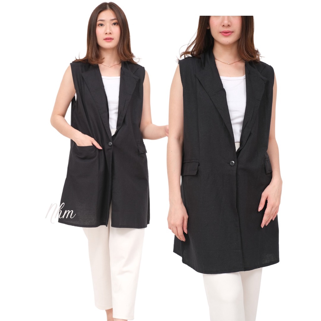 Jual Cardigan Rompi Wanita Mixy Katun Linen Formal Casual Vest Outwear ...