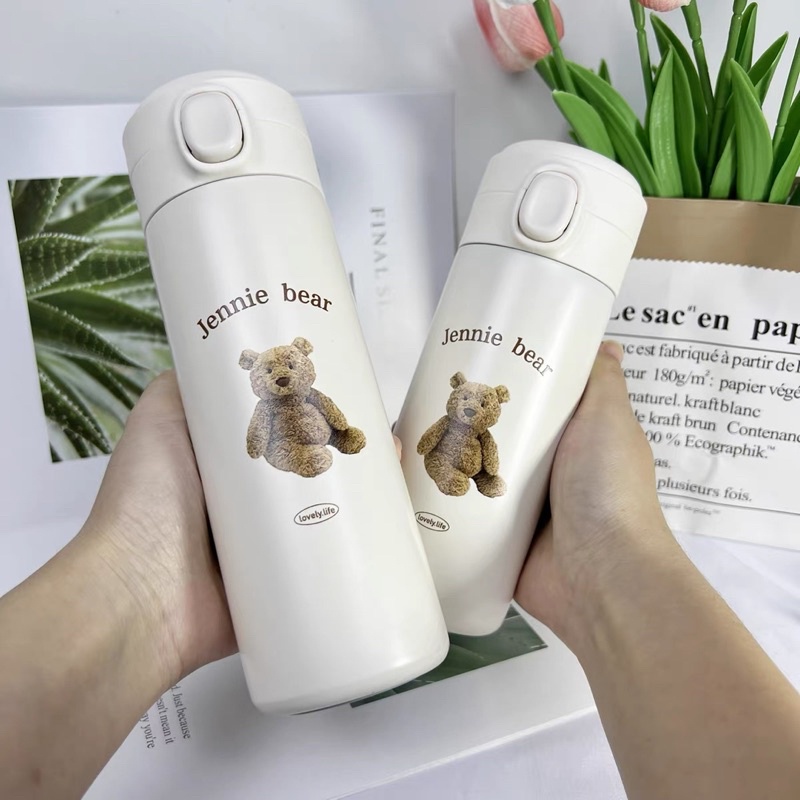 Jual Premium Termos Minuman Motif Beruang Lucu Thermos Estetik Aesthetic Bear Tumbler