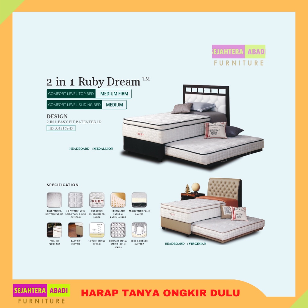 Jual Guhdo Springbed Kasur 2in1 Twin Sorong Ruby Dream Kasur Latex