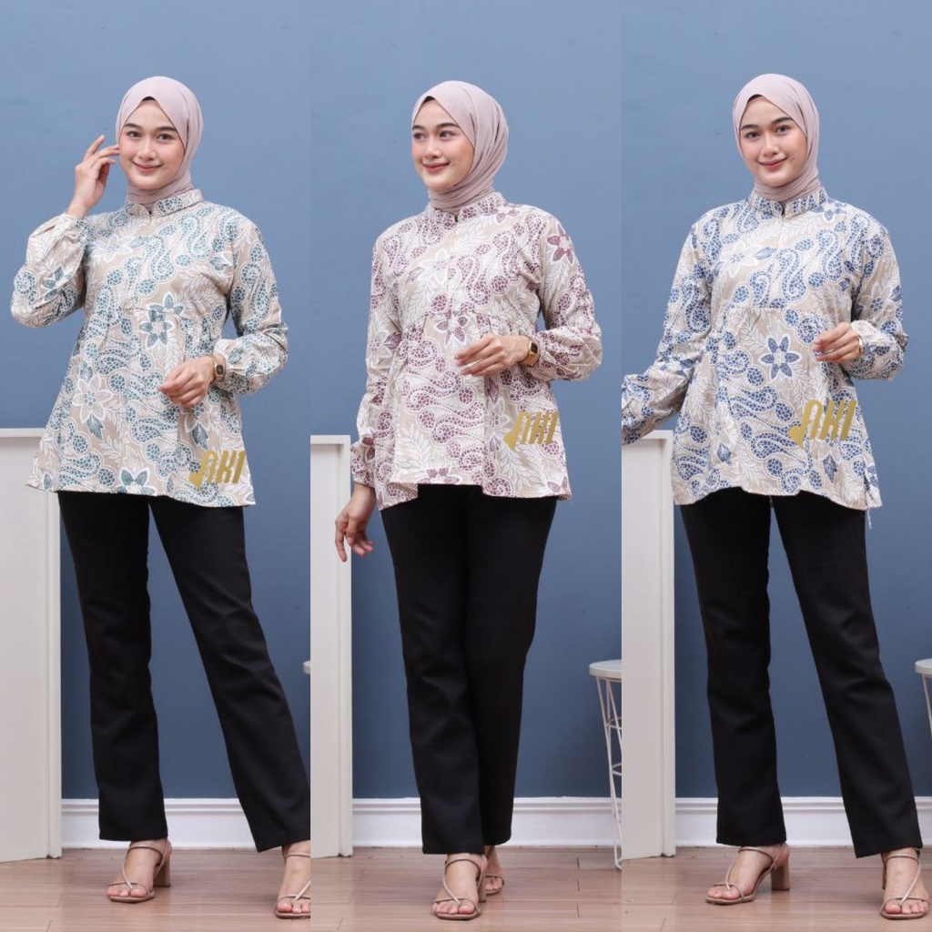 Jual Baju Batik Wanita Modern Atasan Blouse Batik Kerja Kantor Wanita ...