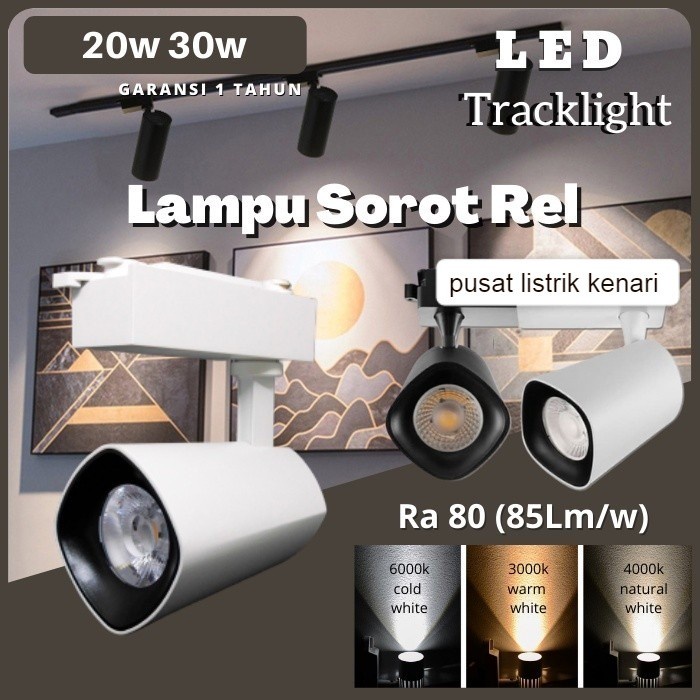 Jual lampu sorot rell track 20 watt 30 watt spotlight rell track 20w ...