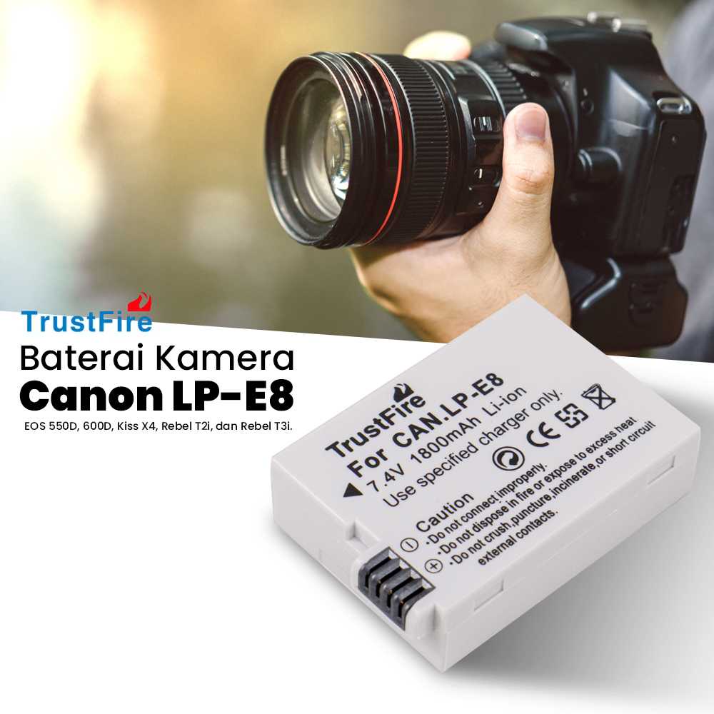 Jual Baterai Battery LP-E8 1800mAh for Kamera Canon EOS 550D 600D 650D ...