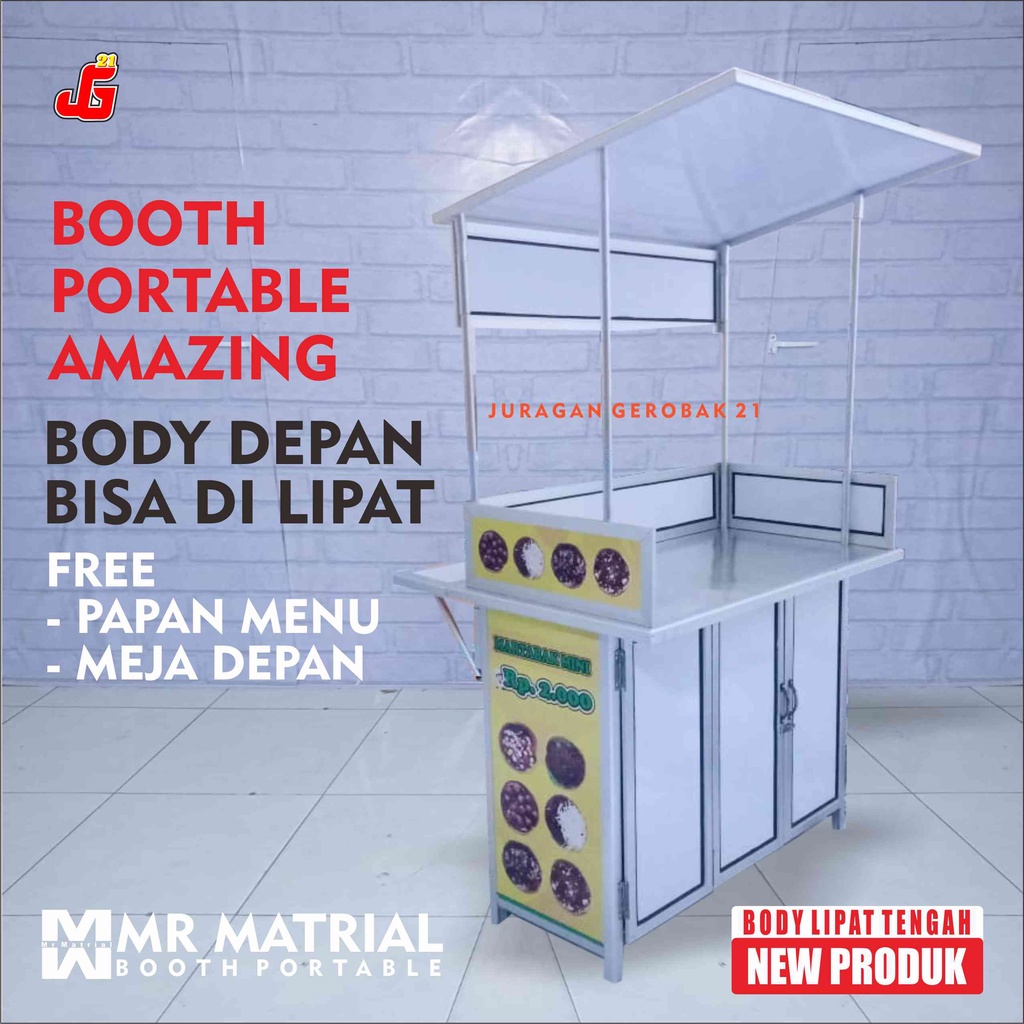 Jual Booth Portable Komplit Lipat Tengah Gerobak Jualan Praktis Meja