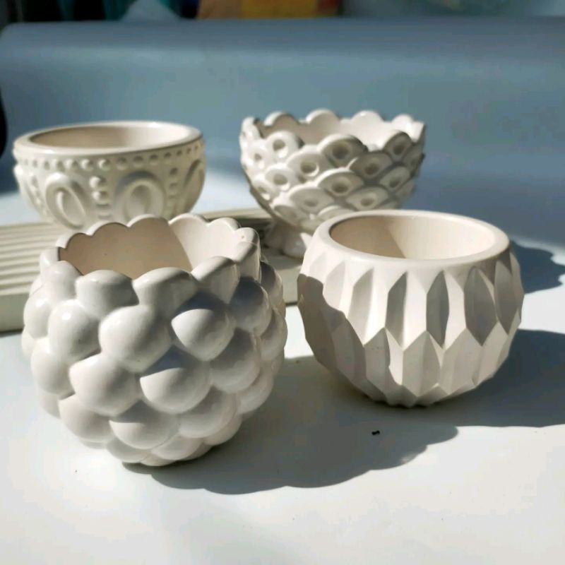 Jual pot sukulen bentuk cawan bulat || pot semen || aesthetic ...