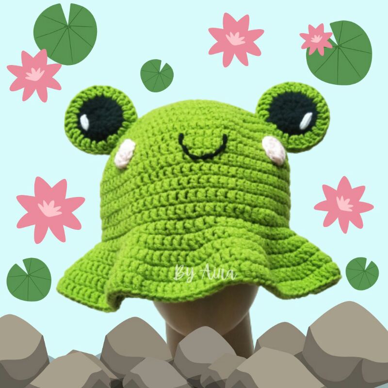 Jual Frog Crochet Bucket Hat / Topi Rajut Kodok (BACA DESKRIPSI ...