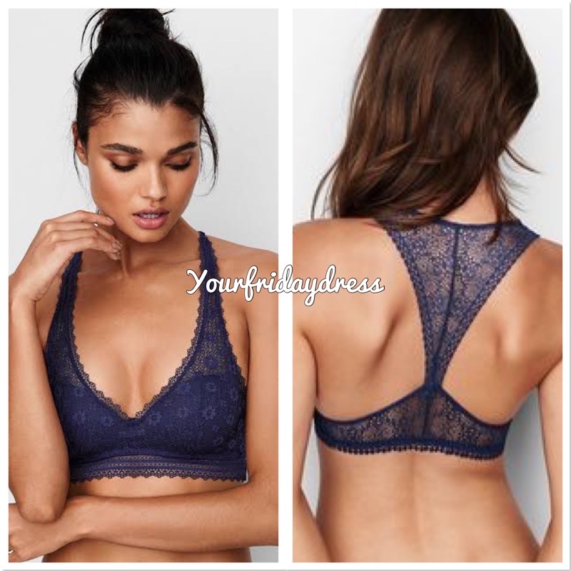 Jual Victoria Secret Palm Beach Long Line Halter Lace Lounge Bralette
