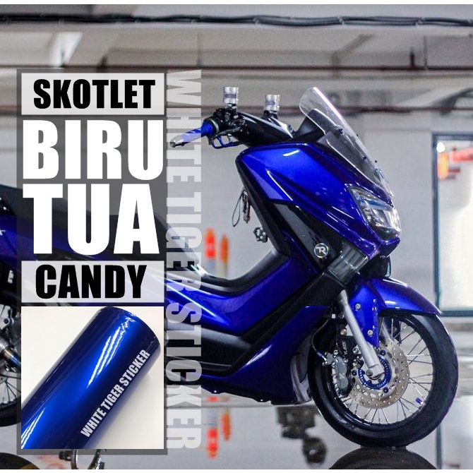 Jual Skotlet Stiker Motor Biru Tua Mettalik Candy Scotlite Blue