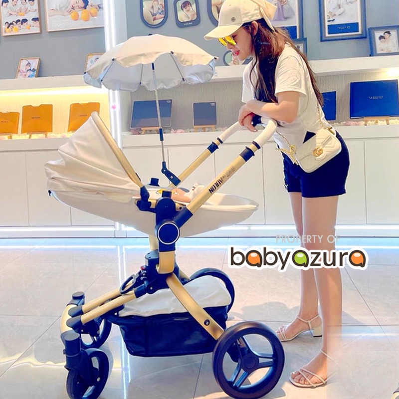 Jual Stroller Kereta Dorong Bayi Mewah 3 In 1, Kereta Kulit PU, Kereta