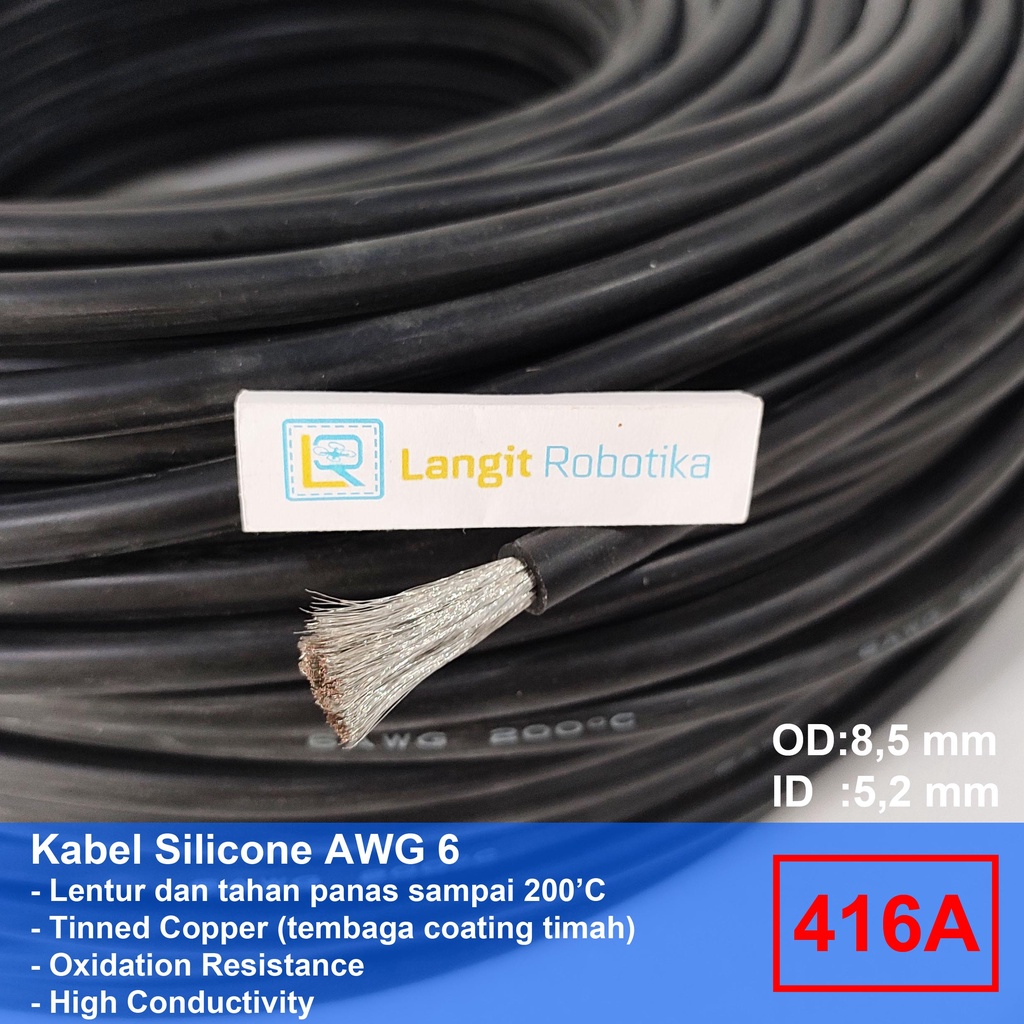 Jual AWG 6 Kabel Silicone AWG6 Cable Silikon Wire Black Hitam RC Plane ...