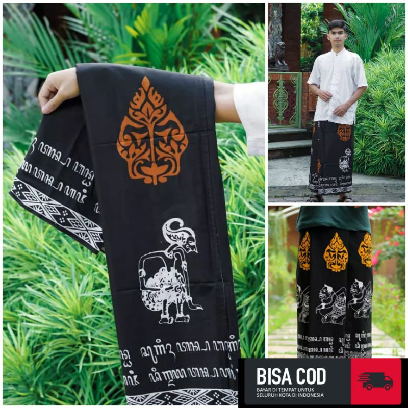 Jual Sarung Batik Wayang Aksara Jawa Motif Sosrokartono Semar Arjuna