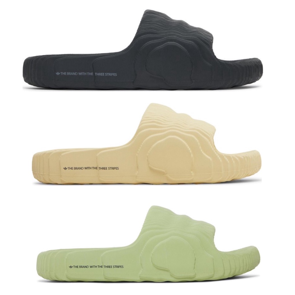 Jual Adidas Adilette 2022 Black Carbon, Desert Sand, Green Magic Lime | Shopee Indonesia