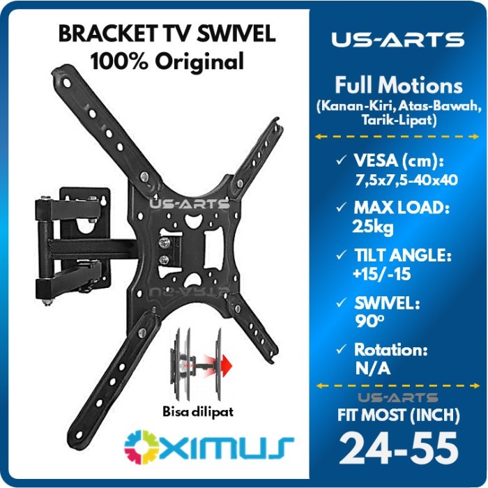 Jual Bracket TV 32 40 43 49 50 55 Inch Braket Breket Swivel TV BOOM ...