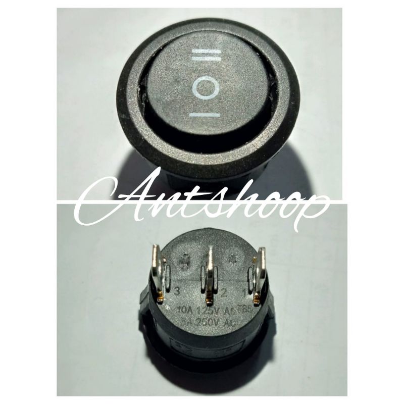 Jual Tombol Saklar Bulat Rocker Switch On Off ON 3Pin 3 Kaki Ukuran ...