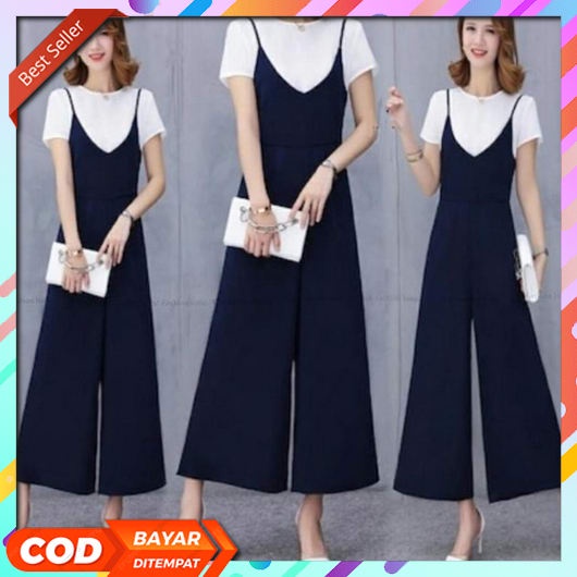 Jual Jumpsuit Wanita Korean Style Pendek Jeans Terbaru 2022 Overall Remaja Viral Tik Tok Ibu