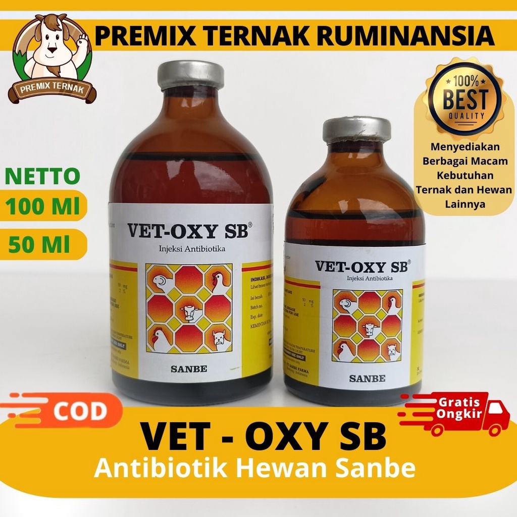 Jual VET OXY SB 100 ml dan 50 ml Obat Infeksi Antibiotik Sapi Kucing