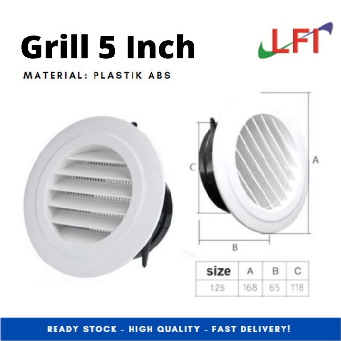 Jual Fan Ceiling Round Air Grill 5 Inch Abs / Grill Penutup Inline Duct