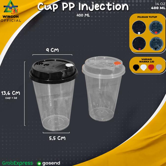 Jual Bisa Cod Cup Plastik 14oz Cup Injection 14 Oz Gelas Plstik 400ml 500pcs Shopee 9000