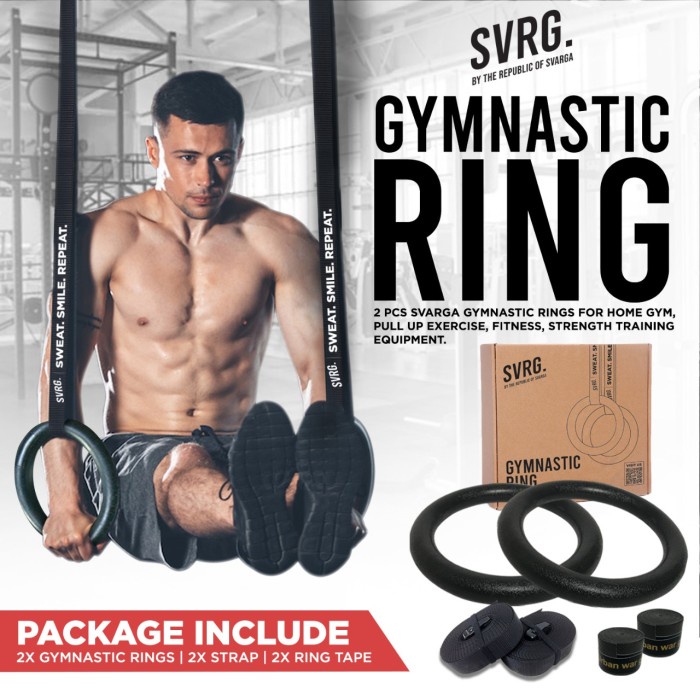 Jual Pull Up Gym Ring Svarga Gymnastic Ring Crossfit Calisthenics Pull ...