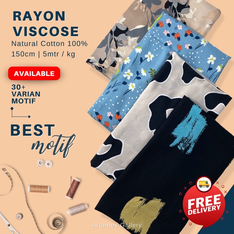 Jual Kain Rayon Viscose Premium Motif Katun Dk Shopee Indonesia