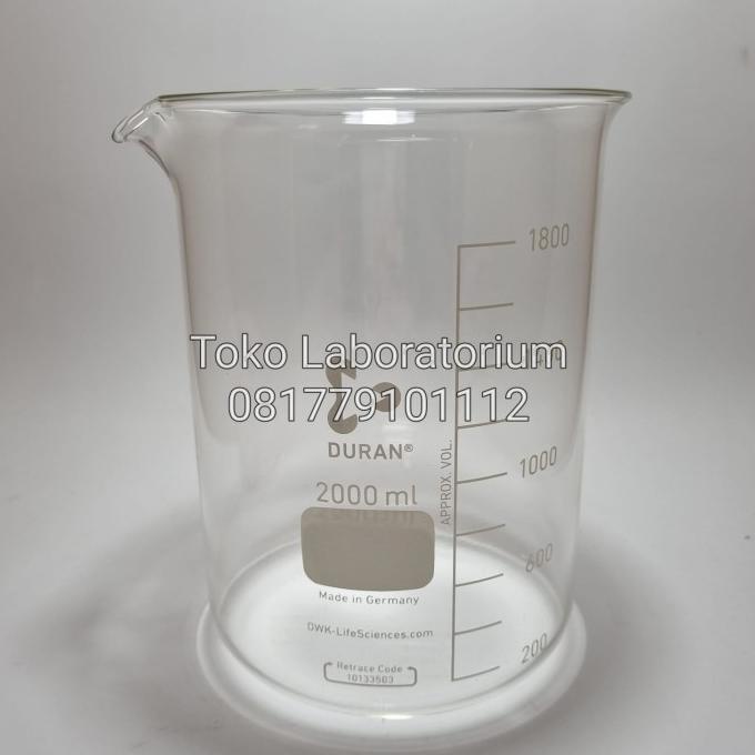 Jual Beaker Glass 2000 Ml Duran Low Form Gelas Kimia Duran Shopee Indonesia 3065