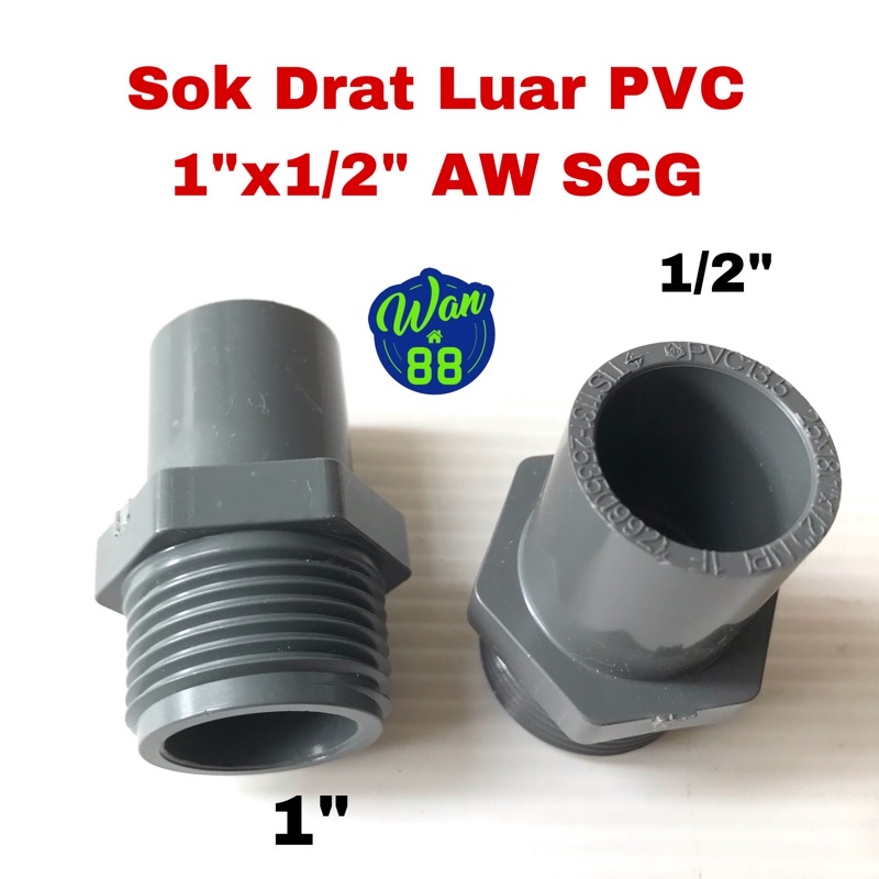 Jual Sok Drat Luar PVC 1” x 1/2” AW SCG | Shopee Indonesia