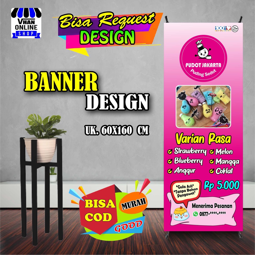 Jual Spanduk Banner Jualan Puding Sedot, Pudot, Minuman Viral Bagus