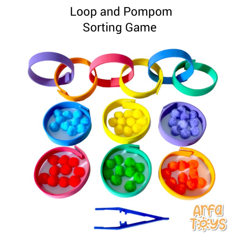 Jual PROMO Sortir Pompom 6 Warna, 12 Rantai Spons EVA. Loop and Color ...